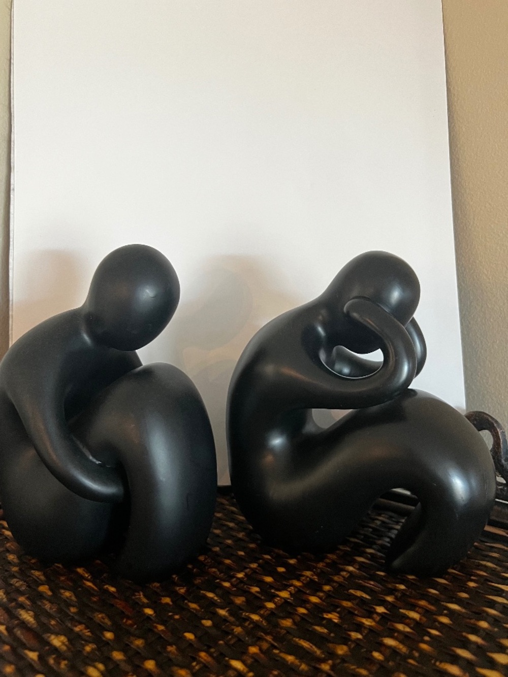 Thinking Men 6” Pair Black Abstract Modern Sculptures 70’s